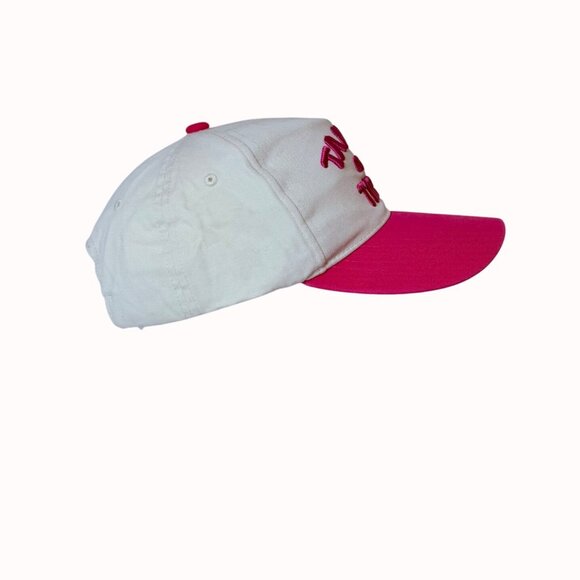 Tanned and Tipsy Embroidered Baseball Cap Pink White Hat Cruise Vacation Summer - Picture 5 of 9